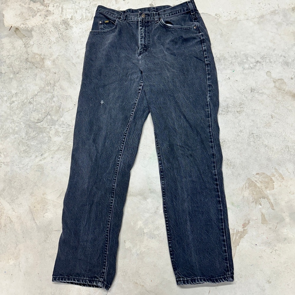 Lee Jeans Black Wash Denim Relaxed Fit Vintage Mens 34x32‎ Distressed